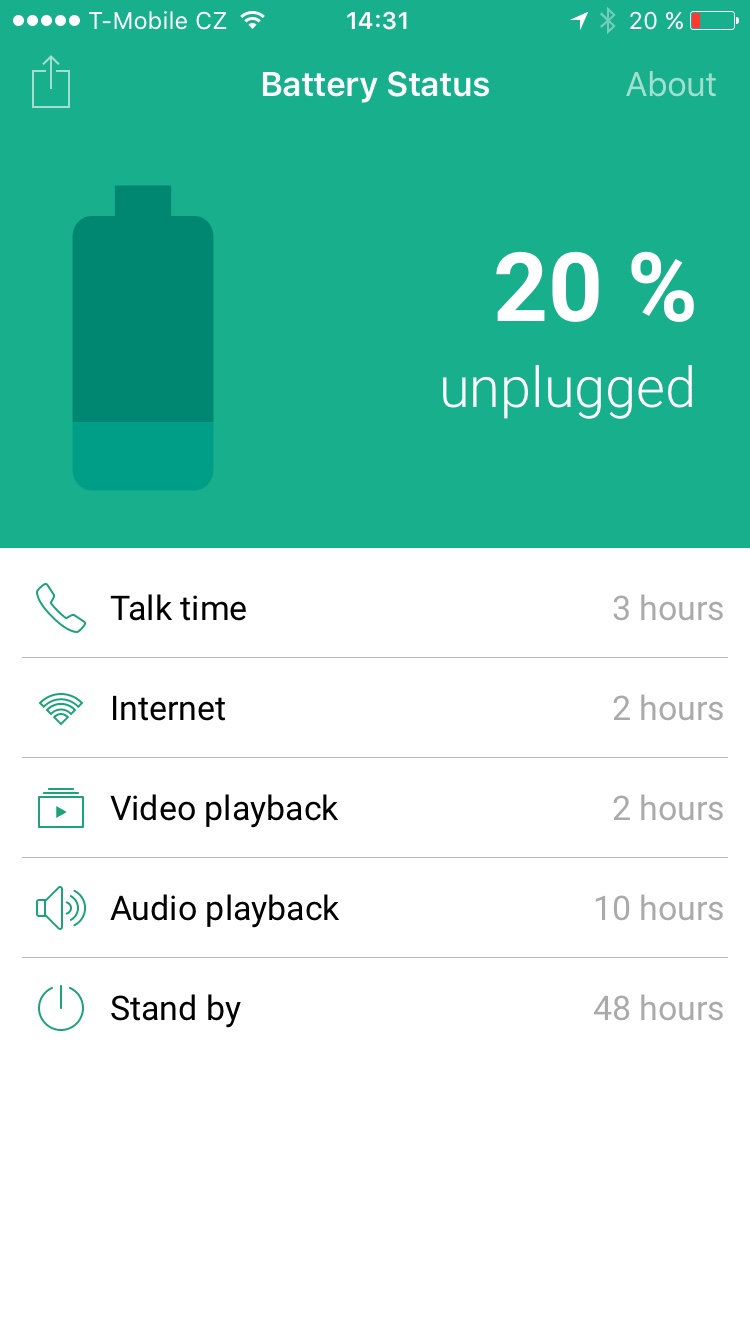 Battery Status Apple Watch stav baterie iPhonu 20%